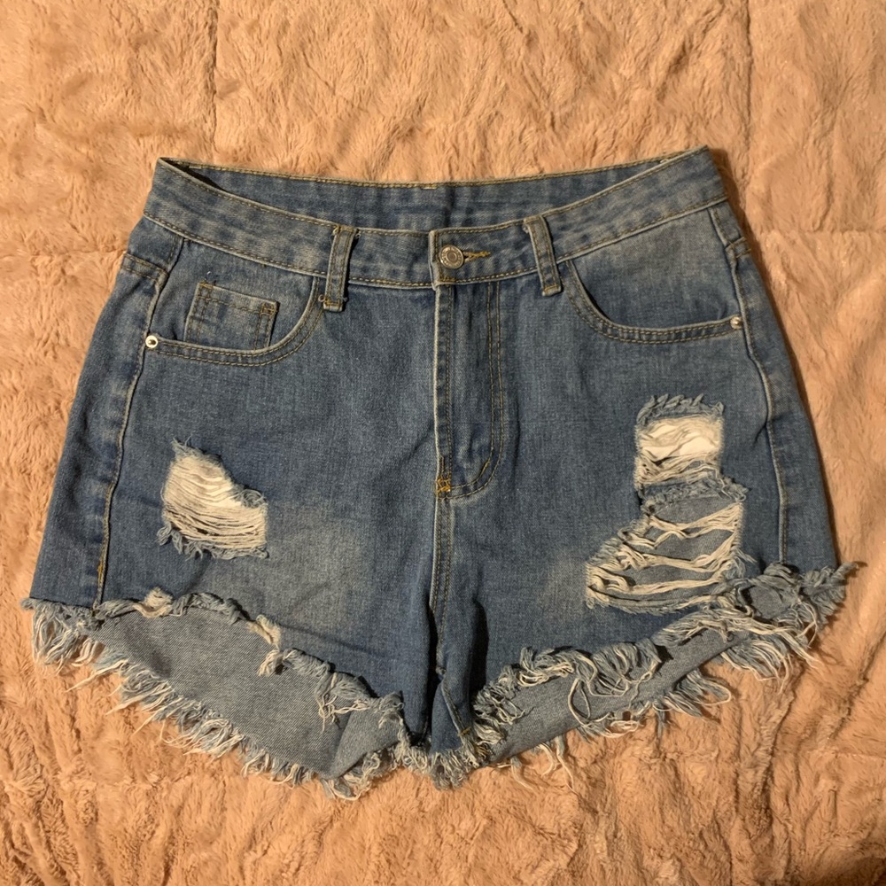 Distressed Denim Shorts